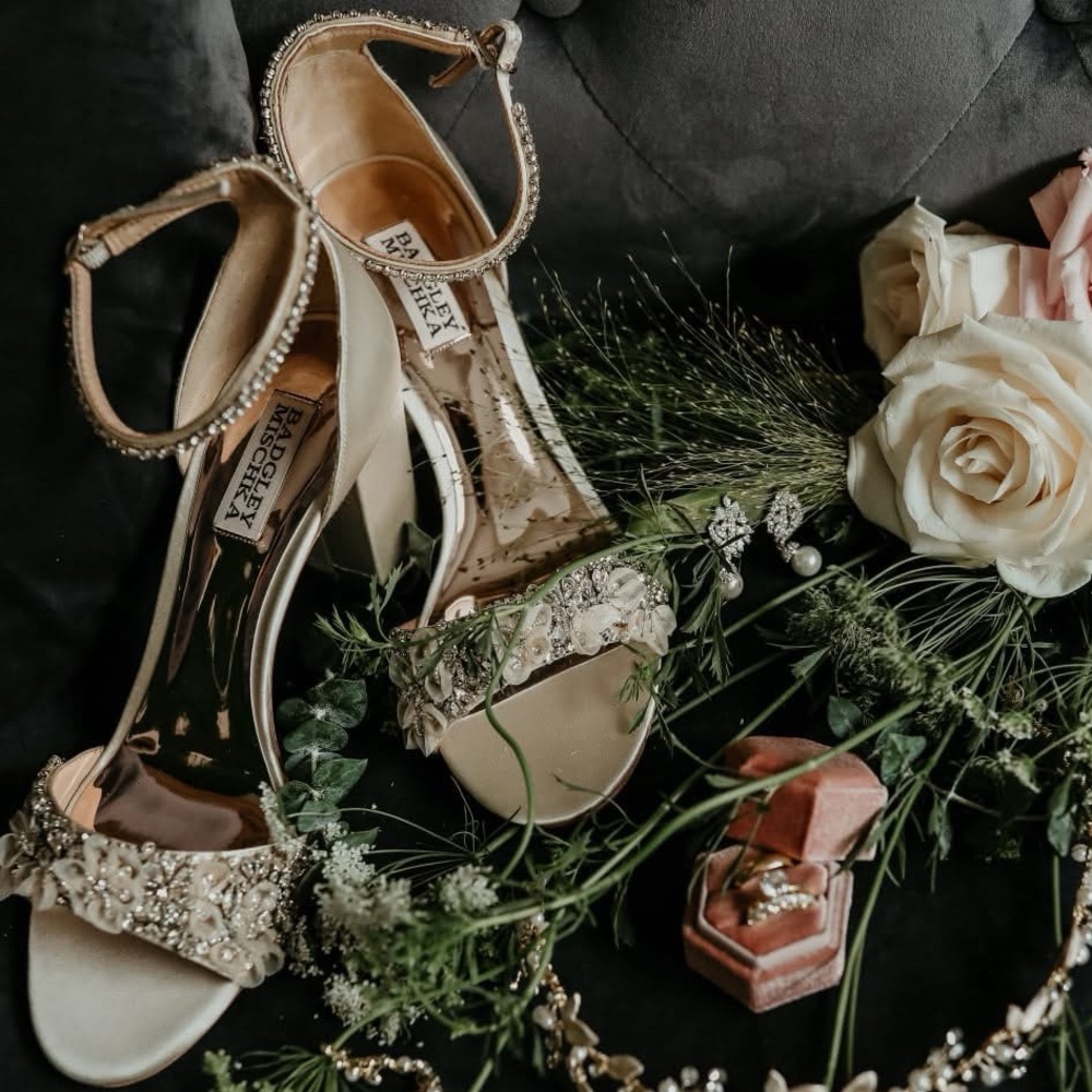 Badgley Mischka Gold Embellished Heels